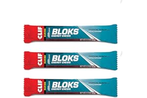 UUX CLIF BLOKS - Energy Chews - Tropical Punch with 25 mg Caffeine- Non-GMO - Plant Based Food - Fast Fuel for Cycling and Running -Workout Snack (2.1 Ounce Packet, 3 Count)