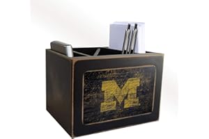 LA AUTO GEAR Fan Creations Michigan Wolverines Distressed Team Logo Desktop Organizer with Color