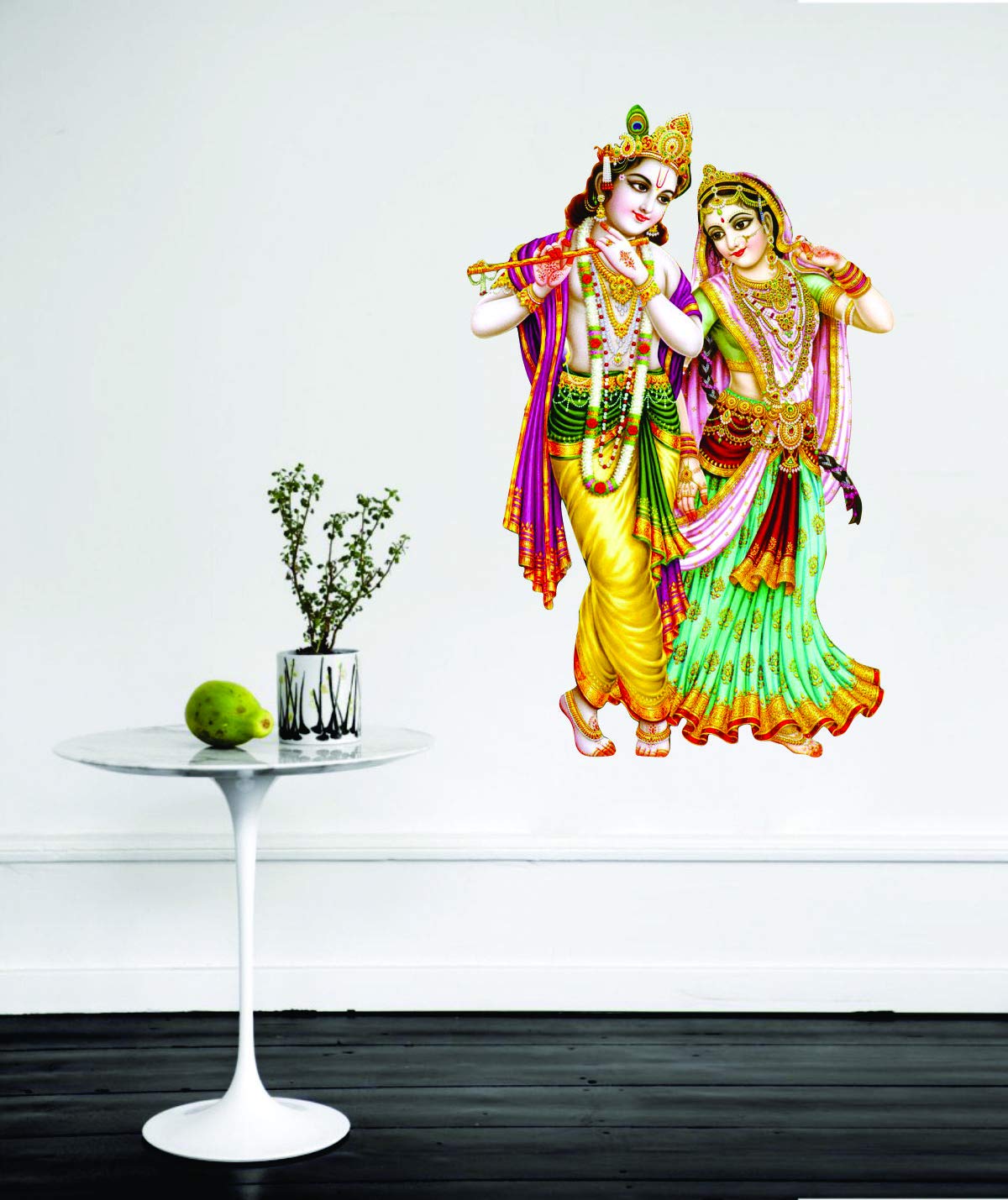DecorVilla Radha Krishna Wall Sticker (PVC Vinyl,58 x 38cm, Multicolour)