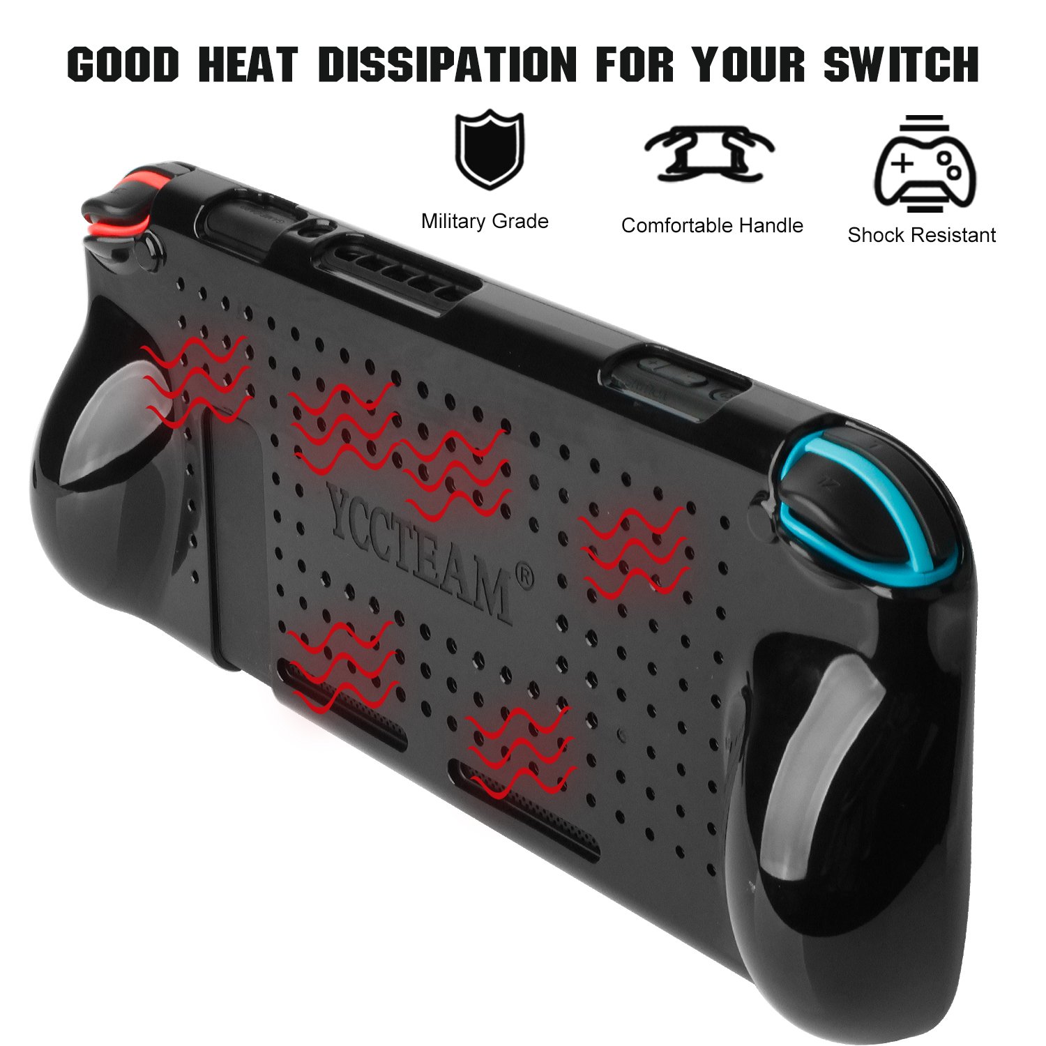 Protective Case for Nintendo Switch 2018，Grip Cover Case with Shock-Absorption and Anti-Scratch Design Soft & Comfortable TPU Case for Nintendo Switch Console (Black)