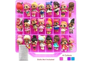 HOME4 Double Sided Storage Container - No BPA - Organizer Case - 48 Compartments - Compatible with Dolls LOL lils, Pets, Surprise Tiny Toys, Shopkins, Accessories, Beads, Crafts (Pink)