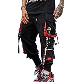 Ambcol Men's Joggers Punk Cargo Baggy Techwear Hip Hop Harem Streetwear Tactical Track Pants