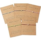 Simple Adjustable Braided Heart Shaped Bracelet with Wish Cards Star Wrap Wristband Bangle for Women Friendship Jewelry 5Pcs/Pack-Butterfly