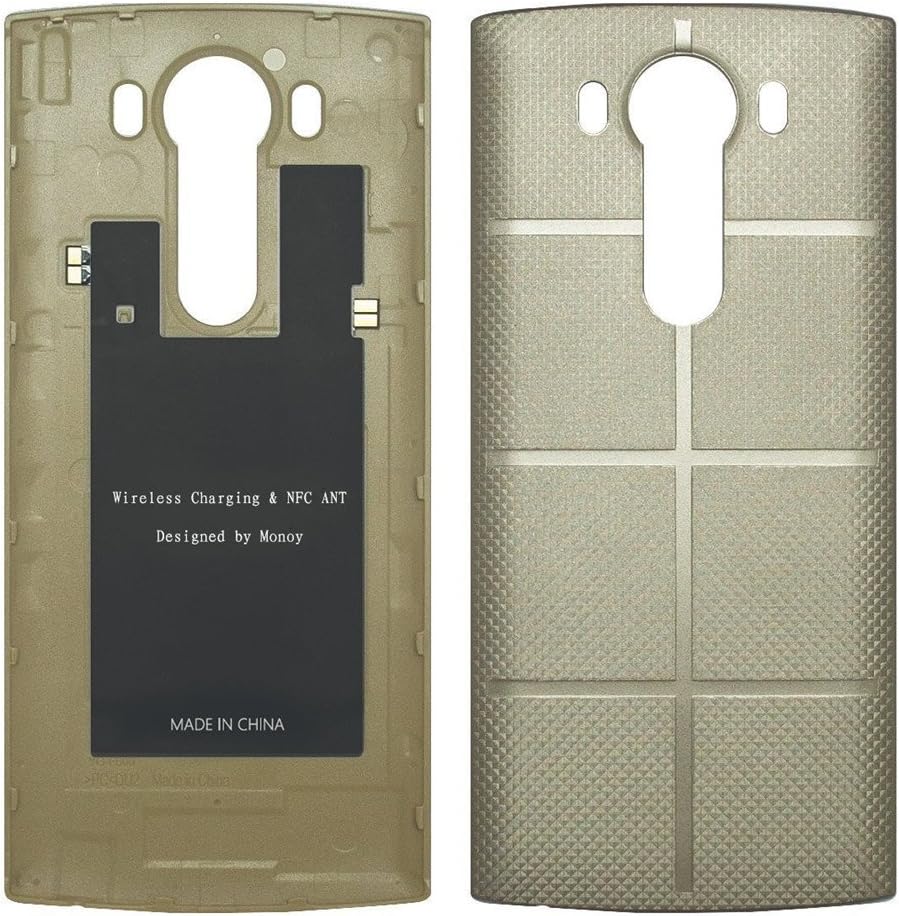 LG V10 Case, Monoy Qi Wireless Charger Charging Case Battery Back+Receiver Sticker Support NFC for LG V10 (Golden Battery Back Case)