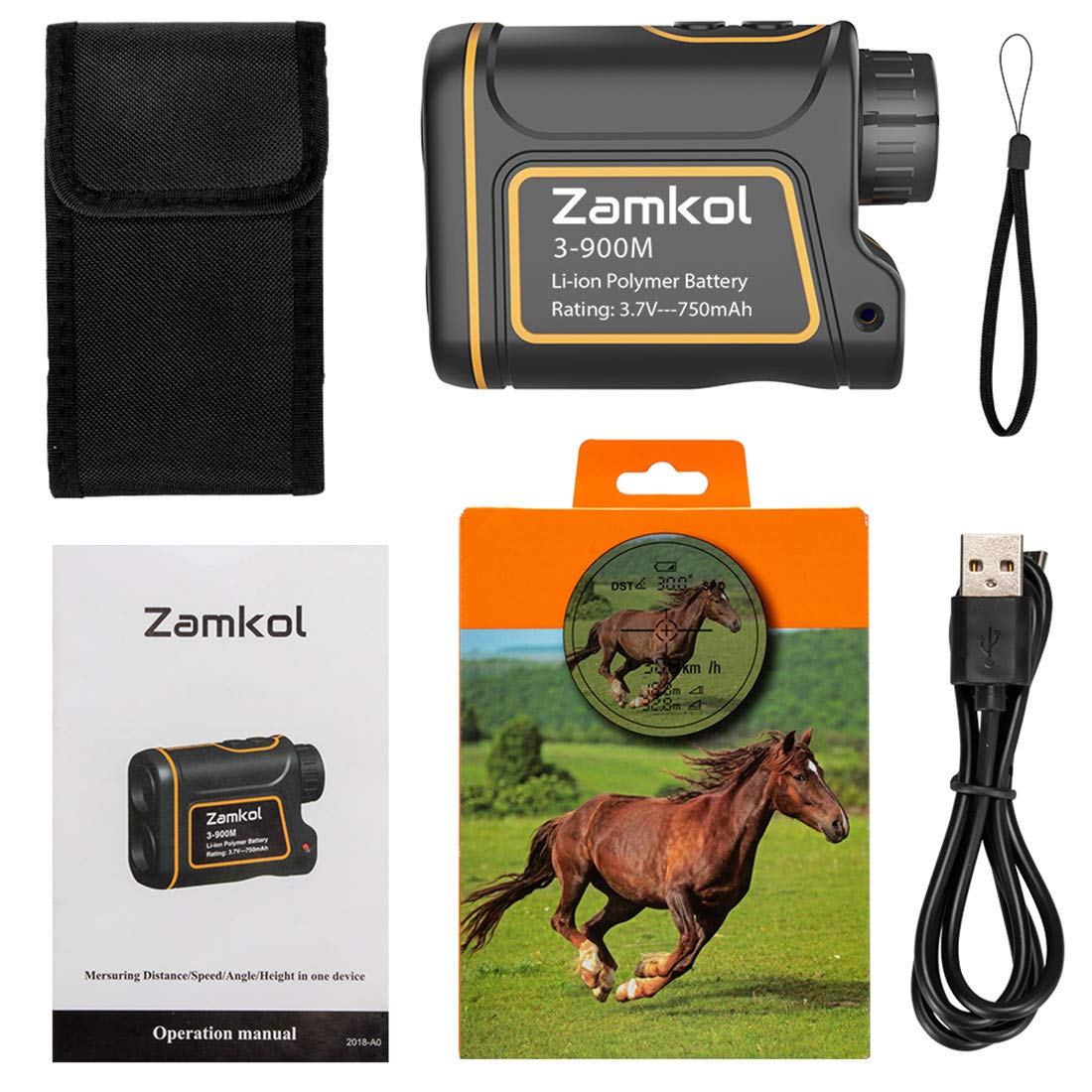 Laser Rangefinder,Zamkol 1000 yards Golf Rangefinder,IP54 Laser Binoculars For Hunting,Multi-Function Hunting Rangefinder with Speed /Vertical Height/Angle /Horizontal Distance Measurement