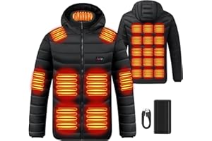 Heated Jacket for Men and Women with Battery Pack 7.4V, Heated Coat Hooded Heating Warm Jackets Windproof USB Charging Electr