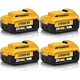 TooBAAS 4 Packs 8.0Ah Replacement for Dewalt 20V Max Battery Lithium ion Compatible with Battery DCB203 DCB205 DCB206 DCB200 DCB201 DCB207 DCB204 Series Power Tools