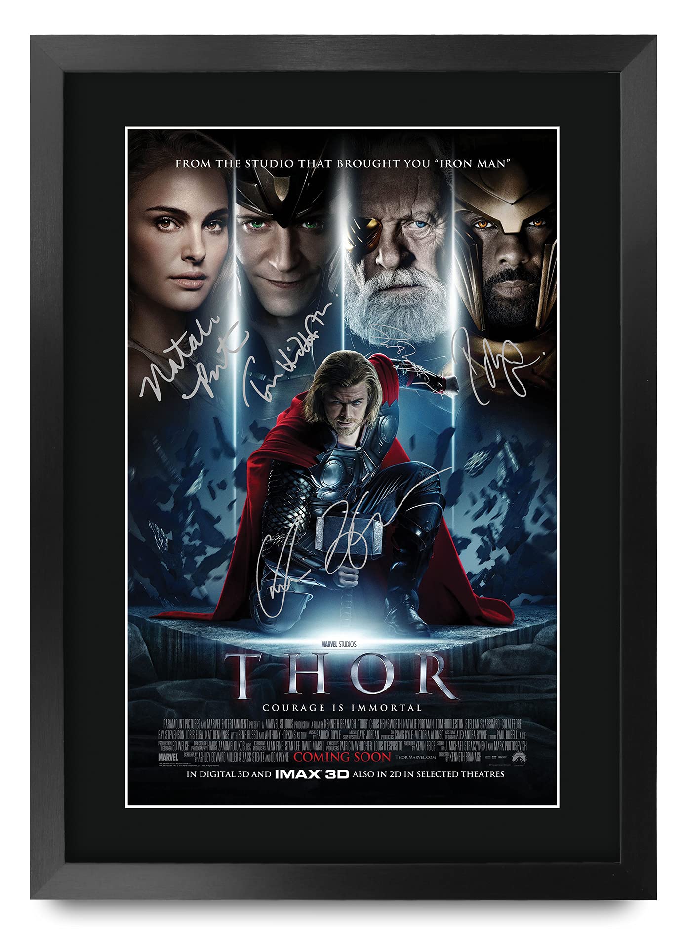 HWC Trading A3 FR Thor Movie Poster Chris Hemsworth Natalie Portman Idris Elba Tom Hiddleston Anthony Hopkins Signed Gift FRAMED A3 Printed Autograph Film Gifts Print Photo Picture Display
