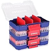 WORKPRO Small Parts Organizer 3 Pieces, Portable Stackable Hardware Storage Case with Removable Dividers, Clear Lid Tool Box Organizer for Screws, Bolts, Nails, Craft Supplies and Small Accessories