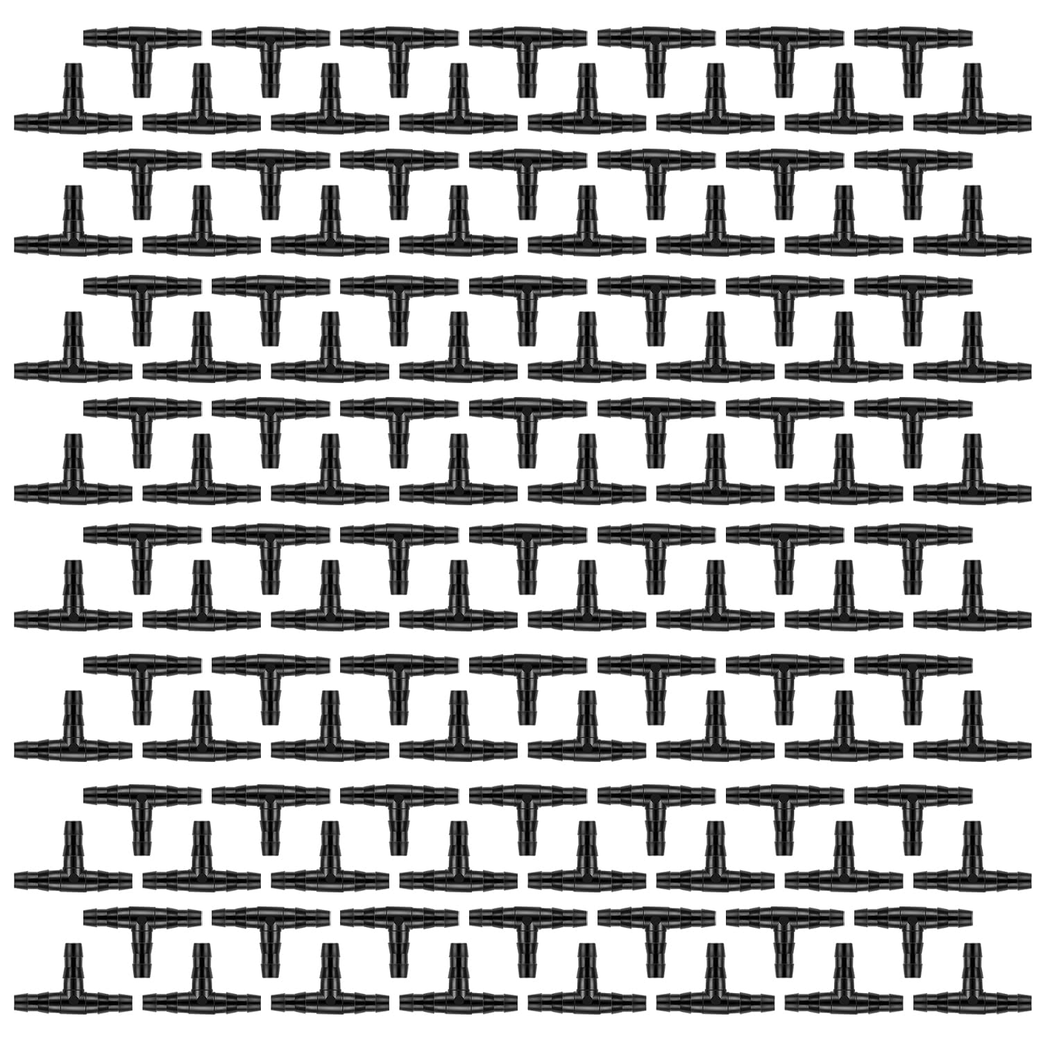 GVSAVY 120 Pcs Tees T-Barb Fittings Garden Hose Fittings Watering Nozzles for Greenhouse Garden Lawn Irrigation (Black)