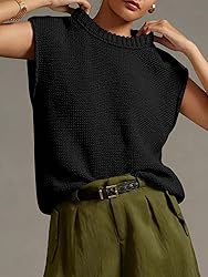 Saodimallsu Womens Sleeveless Crewneck Sweaters
