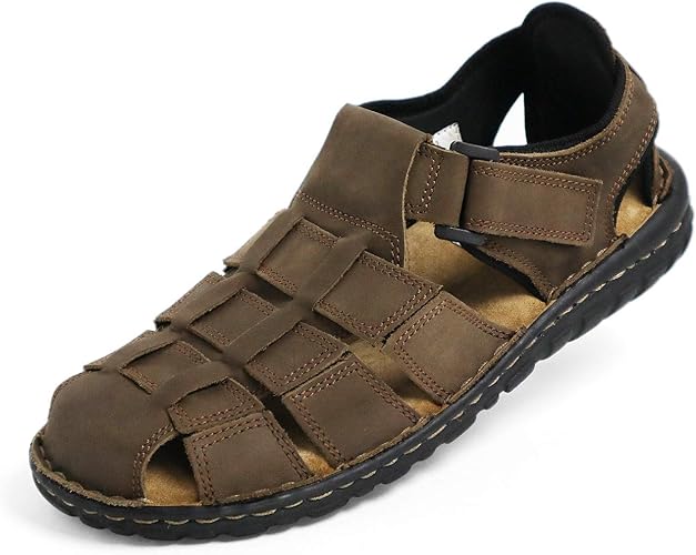 Amazon ジョセカバレロ コンフォートサンダル メンズ カメサンダル 革 レザー ブラウン S ファッションサンダル