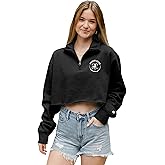 Blue 84 NHL womens Nhl Officially Licensed Women's Cropped Quarter Zip Sweatshirt Left Chest