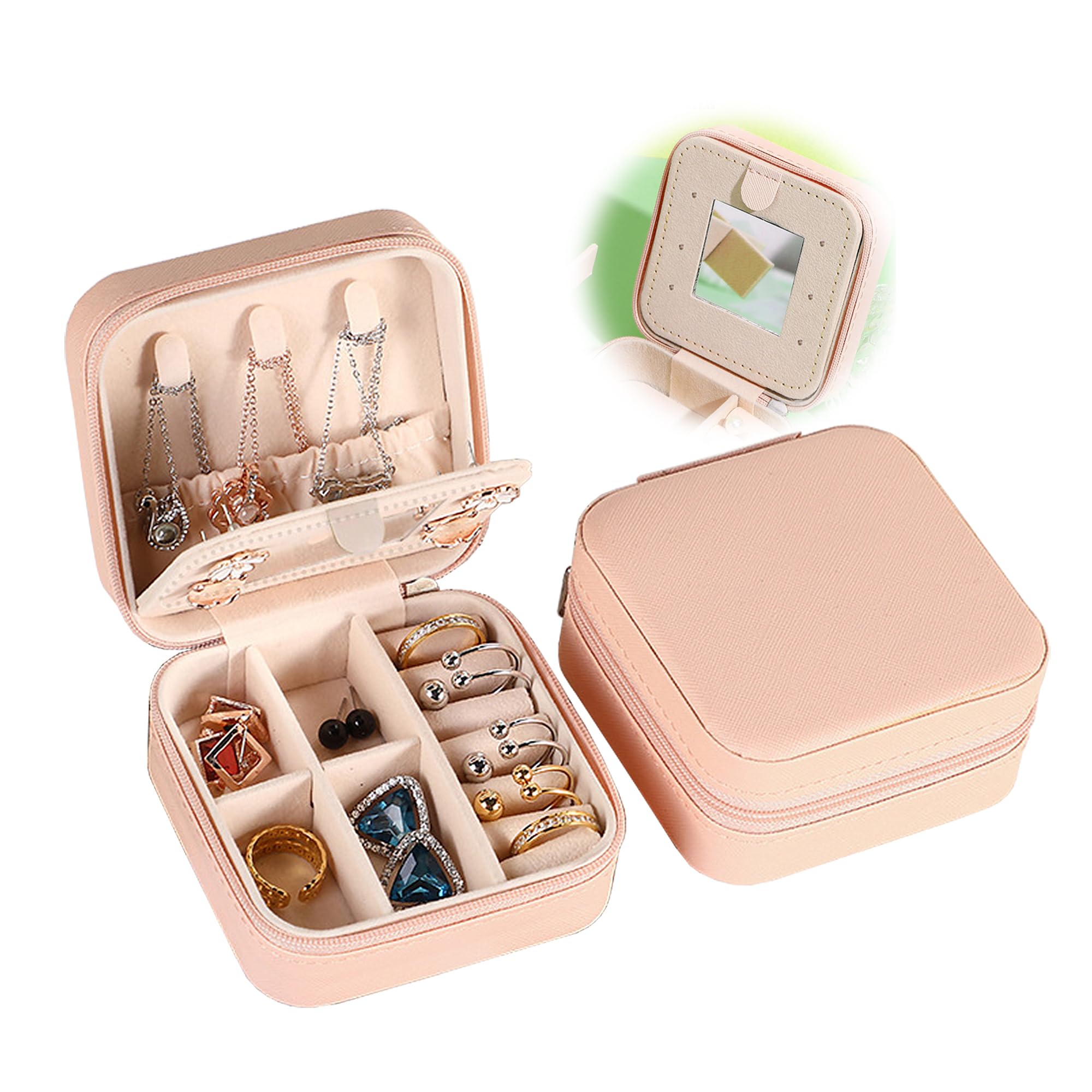 Photo 1 of 2025 Graduation Gifts for Her Jewelry Organizer - Pink Personalized Mini Jewelry Box with Mirror Travel Accessories for Women - Bridesmaid Gifts/Teacher Appreciation Gifts/Birthday/Mothers Day