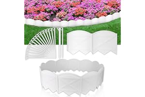 Vashly No-Dig 20Ft White Landscape Edging 5.9 Inch Tall Garden Edging with 7.8 inch Anchoring Stakes Plastic Garden Edging Border Flower Bed Edging Borders Lawn Edging