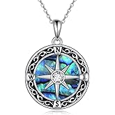 SHEAISRS Compass Necklace for Men Triple Moon Goddess Necklace for Women 925 Sterling Silver Viking Wiccan Jewelry Graduation