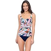 Profile by Gottex Multicolour Tropical Abstract Print Womens D-Cup Tankini Bathing Suit Top with Underwire Bra Swim Essential