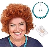 H&Bwig Orange Red Short Curly Wig for Women, 4 pcs set costume Cosplay Wig, Fluffy Wavy Afro Full Wig Party Halloween Costume Wig Reddish Orange Synthetic Hair Wigs