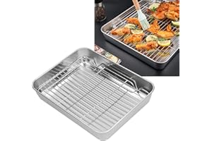 Stainless Steel Roasting Pan with Rack, Drains Water and Oil, Non Stick Surface, Material, 5cm Deep Edges, for Cooking and Ba