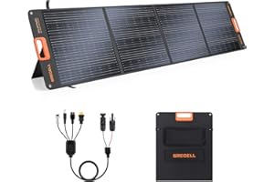 GRECELL 200W Portable Solar Panel for Power Station, Foldable Solar Charger w/ 4 Kickstands, IP65 Waterproof Solar Panel Kit w/MC-4 DC XT60 Anderson Aviation Output for Outdoor RV Camper Blackout