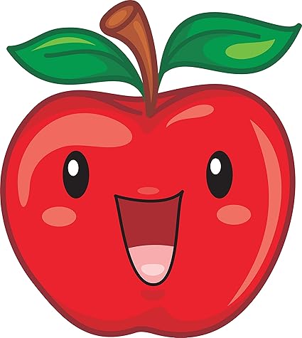 Amazon Com Kawaii Fruit Happy Face Yummy Snack Cute Cartoon Vinyl Sticker Apple Red Automotive