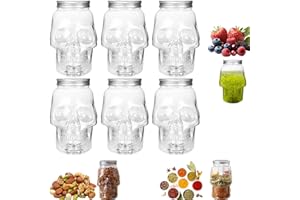 Skull Storage Jar, 2026 New Reusable Spice Jars with Lids, Clear Plastic Drink Bottle, Gothic Drinking Glasses Decorative Sto