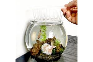AOBEIWORLD Aquaponic Betta Fish Tank, 0.6 Gallon High Clear Plastic Aquarium, Round Small Fish Tank - Ideal Aquaponics Growing System Fish Tank