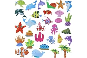 BXI 30 Pcs Ocean Felt Board Story Pieces Set for Toddlers, Preschool & Kindergarten, Precut Felt Marine Life Figures for Preschool Crafts Activity Early Learning Storytelling