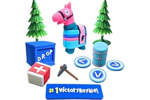 Markhomia Lemoneon Video Game Cake Toppers Upgraded Designs V2 Battle Royale Llama Decoration for Birthday Party Cake Decor 11Pcs/Set