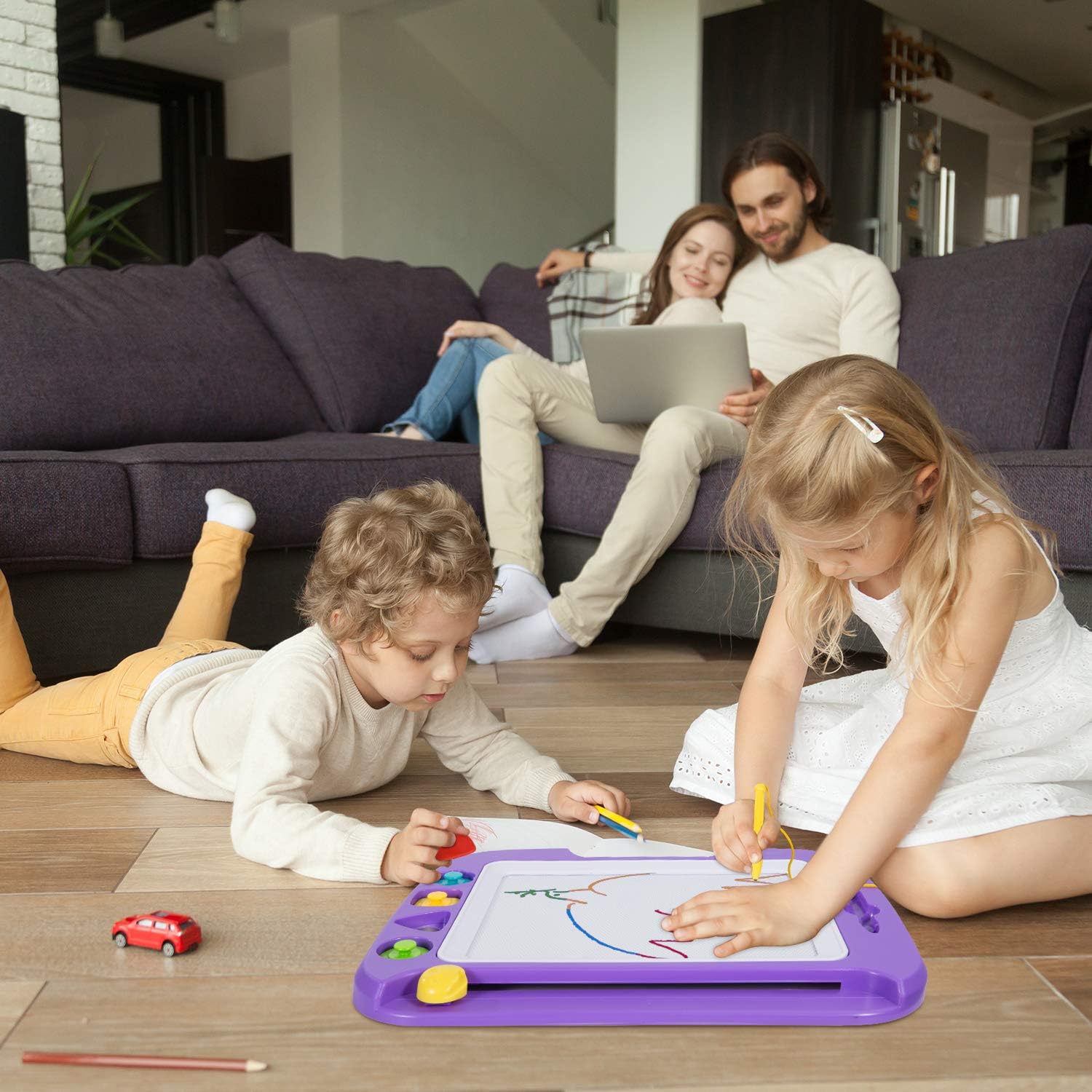 SGILE Magnetic Drawing Board Toy for Kids, Large Doodle Board Writing Painting Sketch Pad, Purple: Toys & Games