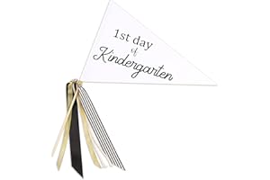 CINPIUK First Day of School Flag DIY 2024 Back to School Pennants, First Day of Kindergarten Flag with Ribbons Make Your Own School Photo Prop, White