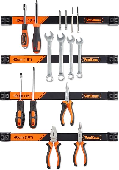 VonHaus Magnetic Tool Holders 4 x 40cm 16" Removable Dividers Set of 3