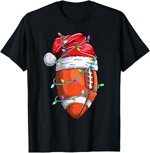 Santa Sports Design for Men Boys Christmas Football Player T-Shirt