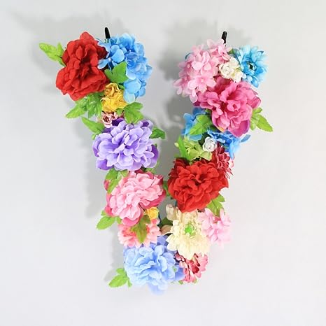 Amazon 花柄文字 Large Paper Mache Letter 壁の装飾 ブルーとコーラル人工花手紙 ベビーシャワー花柄文字 保育園インテリア Kid装飾 19 造花 オンライン通販