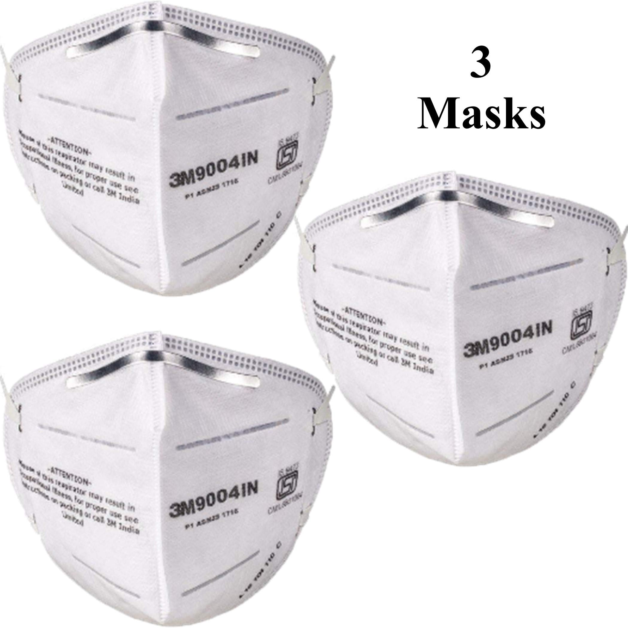 Tdas anti pollution mask for men women n95 with inbuilt filter air masks reusable (3M 9004 IN) - 3 Pcs Masks