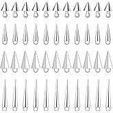 Tweruna 100 PCS Spike Beads, 4 Sizes Silver Cone Charms, Gothic Punk Spikes for Jewelry Making, Stainless Steel Cone Pendants Spikes for DIY Necklaces Bracelets Earring Making