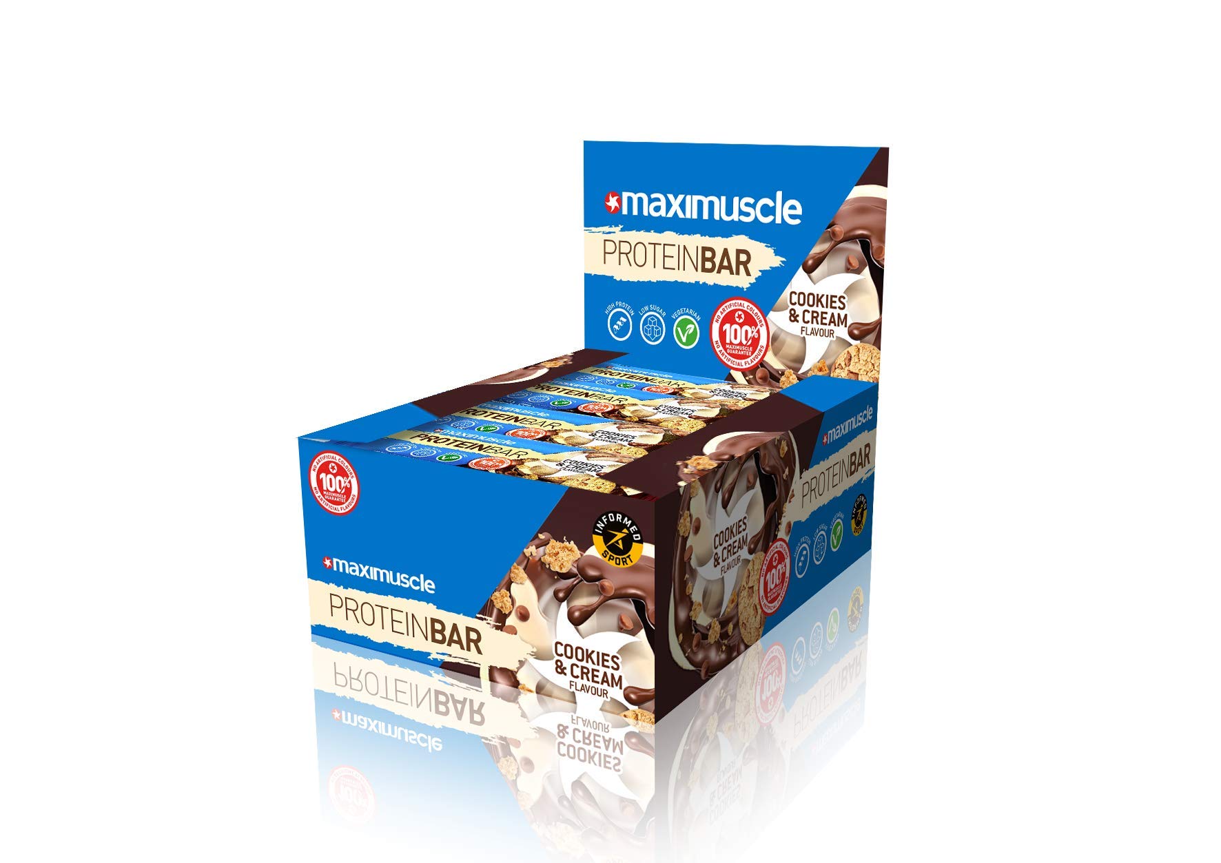 Maximuscle Protein Bars, Cookies and Cream, Pack of 12