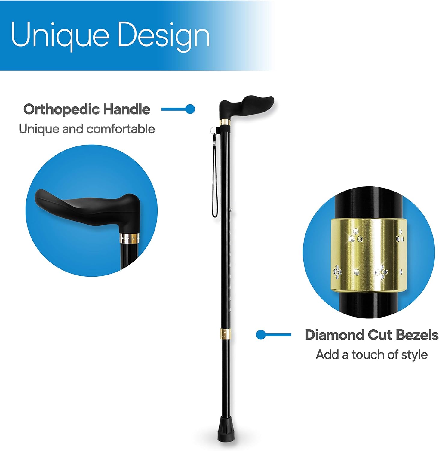 RMS Right Hand Walking Cane with Palm Grip Orthopedic Handle - Adjustable Offset Cane to Fit Individual's Palm Naturally - Ideal for Anyone with Arthritis or Carpal Tunnel Syndrome (Right Hand): Sports & Outdoors