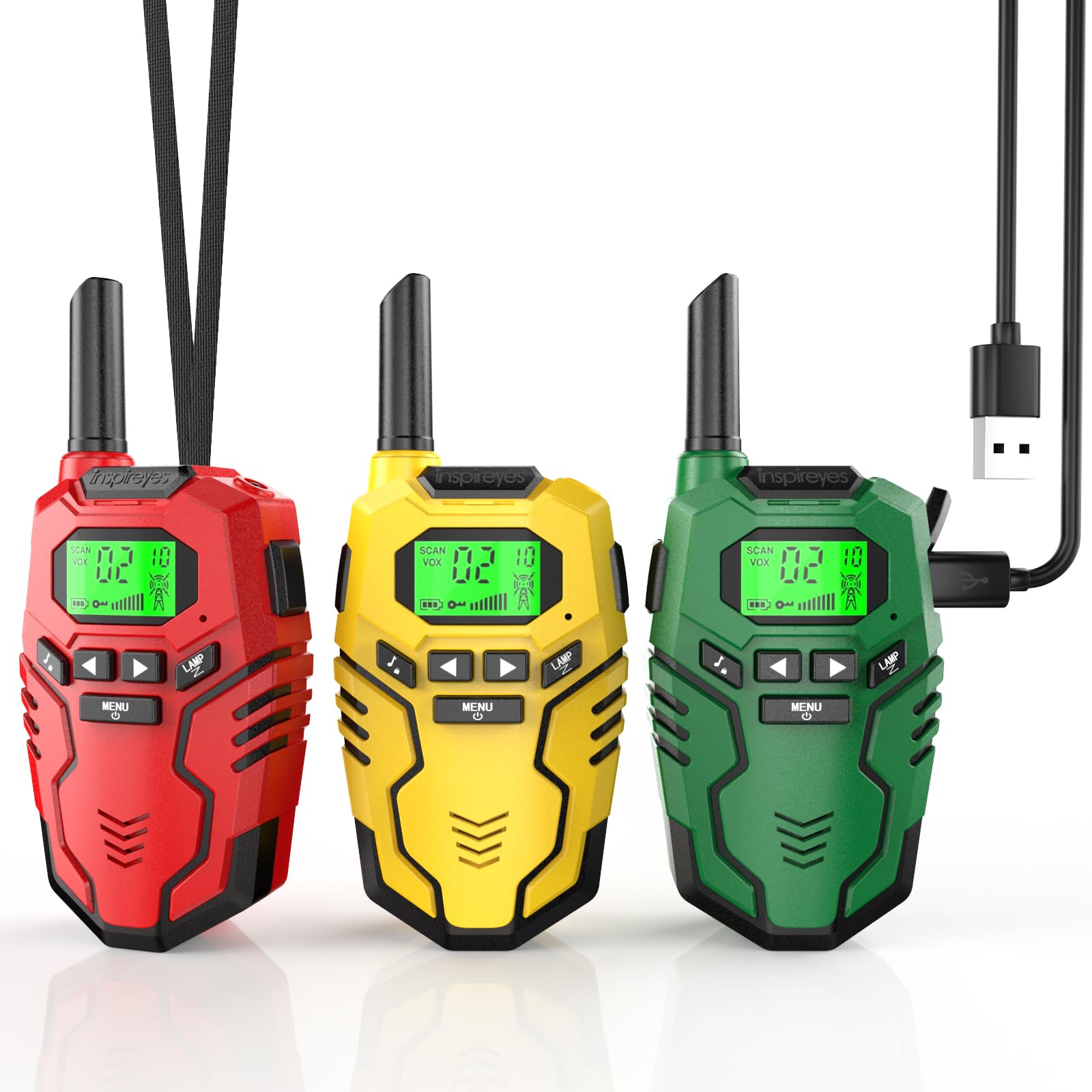 Photo 1 of Inspireyes Walkie Talkies Toys for Kids Rechargeable, Long Range 2 Way Radio, Outdoor Beach Camping Road Trip Role Play Toys for 3 4 5 8-12 Year Old Boys Birthday Xmas Gift for Kids, 3 Pack