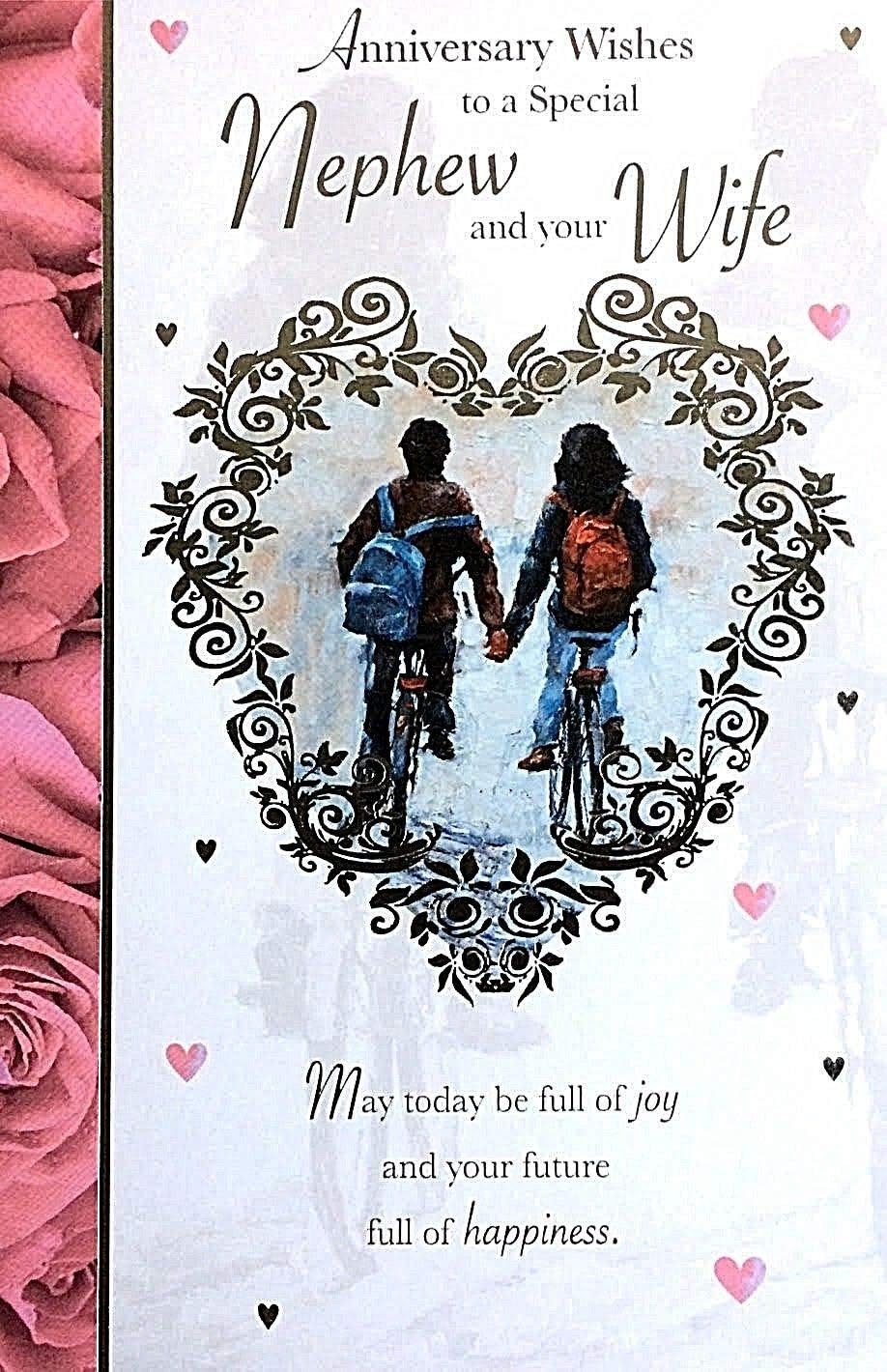 Nephew And Your Wife Wedding Anniversary Card Lovely Words 9 X6 Amazon Co Uk Office Products