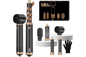 5 in 1 Hair Dryer Brush Set, Blow Dryer Brush with Air Style Wrap Hair Styler, Negative Ionic Magic Style Set, Detachable Air