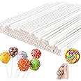100 Count 6 Inch White Lollipop Sticks,Paper Cake Pop Stick,Sucker Treat Sticks for Chocolate Cookies Donut Packaging Wedding Party Cupcake Toppers Supplies 3.5mm