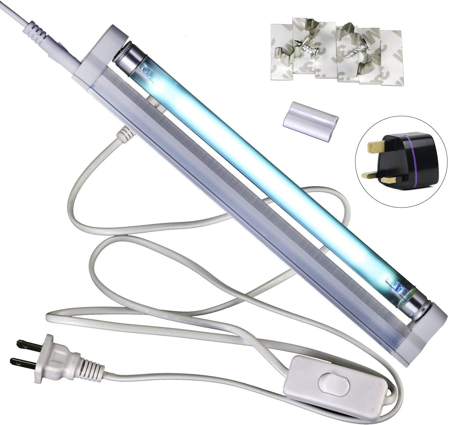 UV germicidal Light Ozone Household 220v 8W UVC Bulb for Odor Eliminator, Closet, Kitchen, Bathroom, loft, Basement, Coop, pet House, Farm,Remove Bad Smell