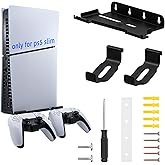 Mcbazel Wall Mount Kit for PS5 Slim Disc and Digital Edition Only, Wall Mount Stand with Controller Holder, Wall Mount Vertical Stand for PS5 Slim Console - Black (Only for ps5 Slim)