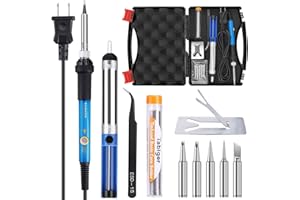 Tabiger Soldering Iron Kit 60W 110V-Adjustable Temperature Welding Soldering Iron with Tool Carry Case