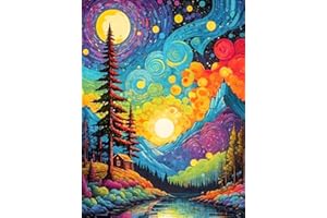 ijbnhd Van Gogh Diamond Art Kits for Adults Starry Sky Diamond Painting Kits for Adults, Full Drill Round Abstract Landscape Gem Art Kits for Home Wall Decor 12x16in