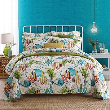 3 Pezzi Copriletto Trapuntato In Cotone Stile Marino Copripiumino Trapuntato Letto Lenzuola Bedding230cm 250cm Amazon It Fai Da Te