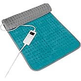 Heating Pad for Period Cramps, Heating Pad for Back/Neck/Shoulder Muscle Pain, 6 Heating & 4 Timer Setting, Auto Shut Off, Moist Heat & Machine Washable, Birthday Christmas Gifts for Women Mom, Cyan