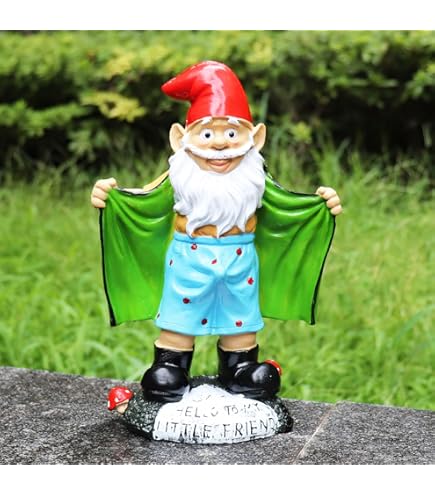 Funny Garden Gnomes 5'' Tall Naughty Gnome Garden Gnome Statue Sitting On Toilet Reading Phone Waterproof Resin Half Naked Gnomes Decor For Patio, Yard, Lawn 1