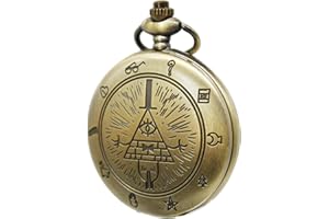 SIMAOTE Vintage Pocket Watch, Gravity Falls - Bill Cipher Pocket Watch with Chain for Men Women